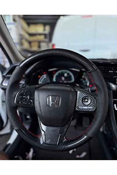 detaydireksiyon Direksiyon Kılıfı Honda Civic 2016-2021 Fc5 Parlak Karbon Mon...