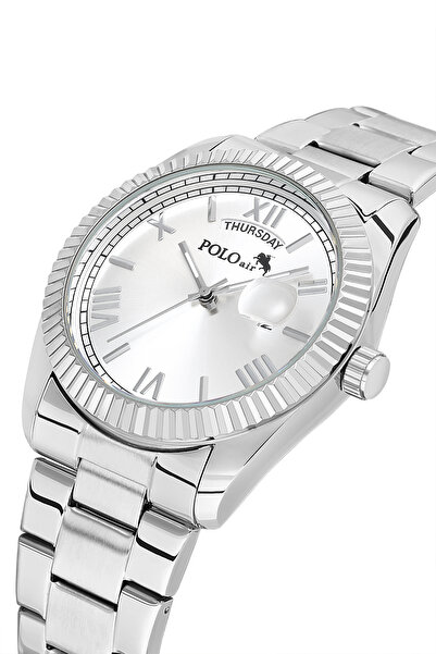 Polo Air Moon Day Display Calendar Men's Wristwatch Silver Color Pl-7076E4X