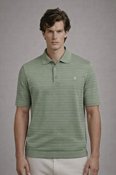 COMBİNE MİCHAİL Men's Striped Comfortable Polo Neck T-Shirt