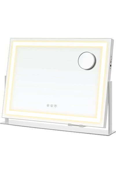 SONGMICS Makeup Mirror with LED Lighting, 58x43 cm, 15 Bulbs, Touch Control, ...