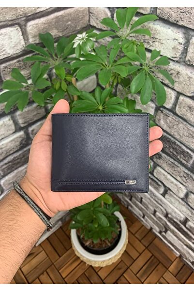GUARD Navy Blue Genuine Leather Horizontal Classic Model Men's Wallet // Grd2...
