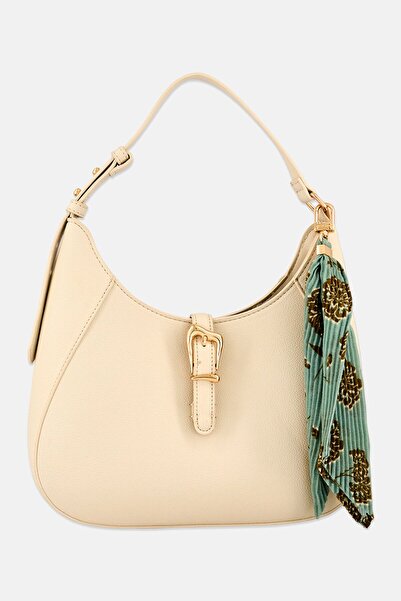 Anne Klein Women Brand Logo Shoulder Bag With Charm Detail, Beige