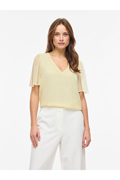 VILA Oberteil mit kurzen Ärmeln VIFALIA V-Ausschnitt