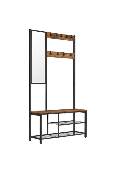 VASAGLE Hallway coat rack with 9 removable hooks, metal structure,98x36x185 c...