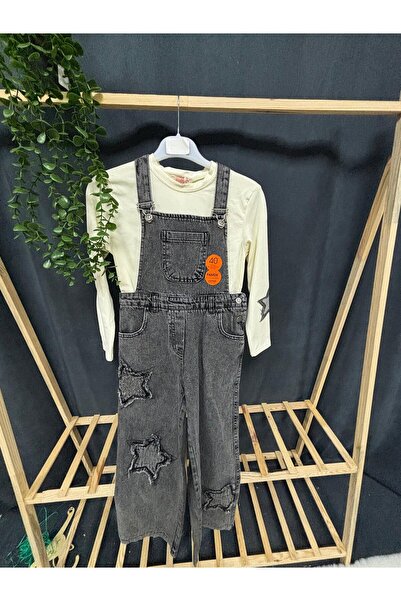 NurcanBebe Yıldız Taşlı Bahçıvan Badili Salopet Tulum(9-10-11-12 yaş)