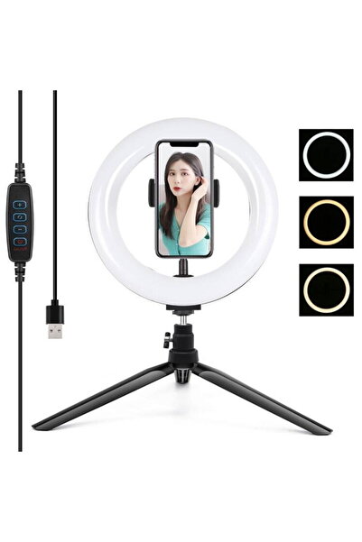 Other Suport trepied Puluz cu inel LED de 20 cm pentru vlogging PKT3073B