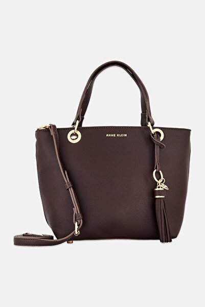 Anne Klein Women Metal Tassel Detail Tote Bag, Dark Brown