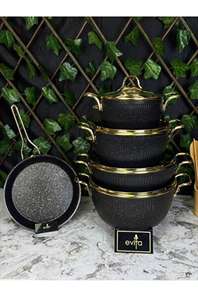 Evita My Golden Family Serisi Bio Granit 9 Parça İstiridye Tencere Seti