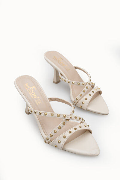 Riccon Women's Stiletto Heel U t Slipper 00121904 Beige Rustic