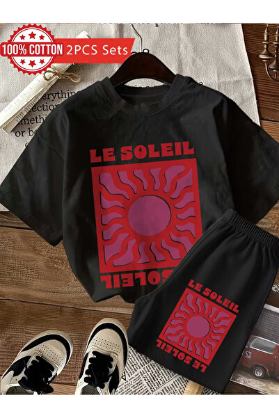 Rayan & Hoor Style Le Printed shorts t-shirt set streetwear top and bottom ou...