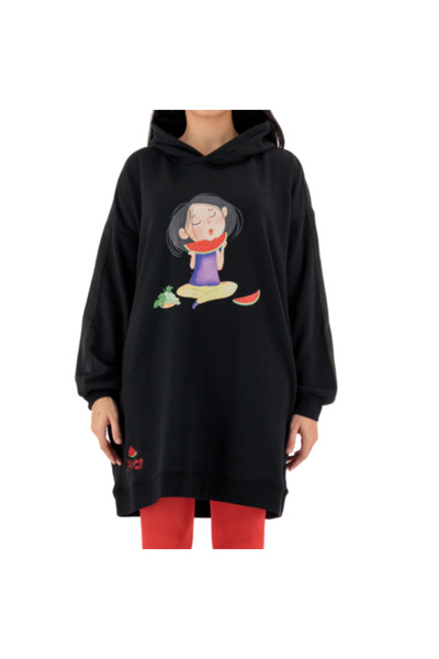 DreamyHush Luxury Cozy Night Long Hoodie Dress - Midnight Black