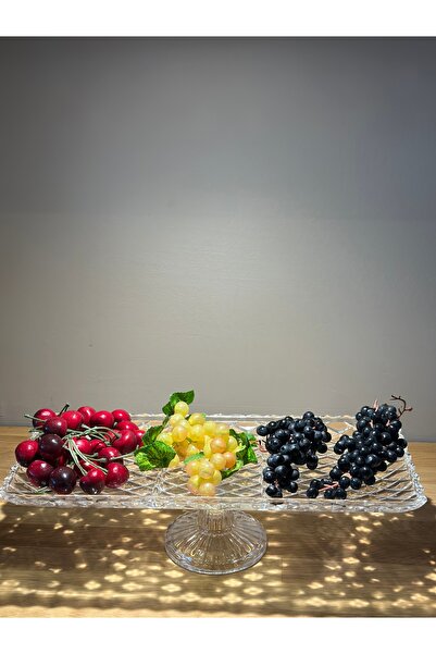 Miko Home & Garden Cam Dikdörtgen Sunumluk 3 Bölmeli Ayaklı 38x18 Cm El Yapım...