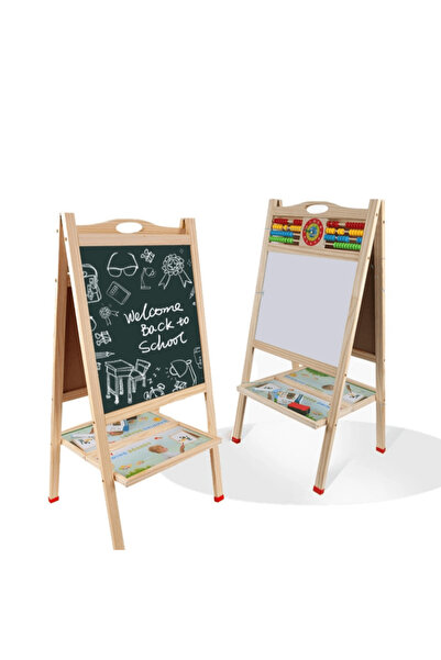 wood toys Tablă magnetică pentru două persoane din lemn, tip șevalet, 87 cm, ...
