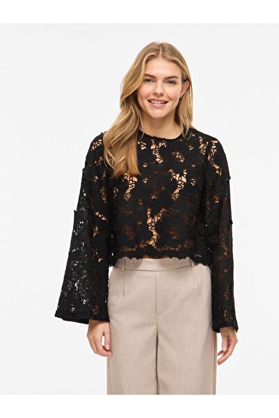 VILA Oberteil mit langen Ärmeln VIHYLDE Spitzen