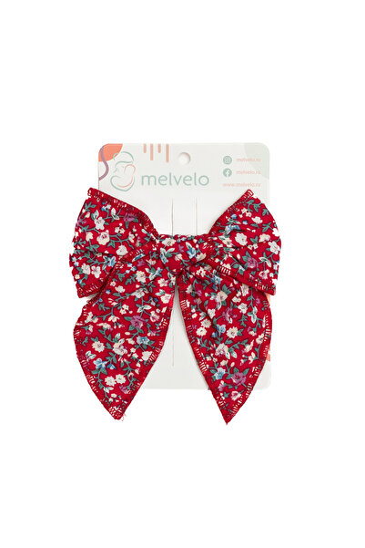 melvelo Elegant hair clip with bow, girls, cotton, - Red