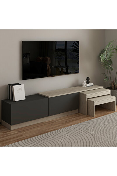 Nest TV Stand – Functional Furniture with Modern Design, 2-Lid Storage and Dual Zigzag Coffee Table