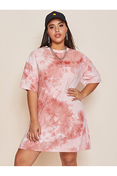 FridayIn Fast fashion Round neck Tie-dye Color contrast Regular sleeve Plus S...