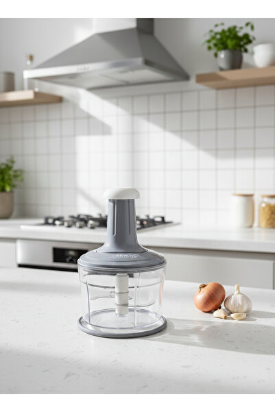 New Life Newlife Practical Hand Roller Chopper – 3 Blades – Mica Crystal Bowl