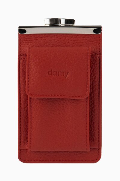 DAMY Genuine Leather Unisex Card Holder Pack Cigarette Holder 701 - Red