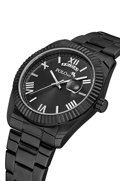 Polo Air Moon Day Display Calendar Men's Wristwatch Black Color Pl-7076E1X