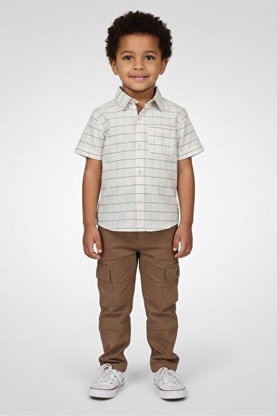 Freestyle طقم ملابس للأولاد الصغار مكون من قطعتين، قميص وبنطال نقشة مربعات ، ...