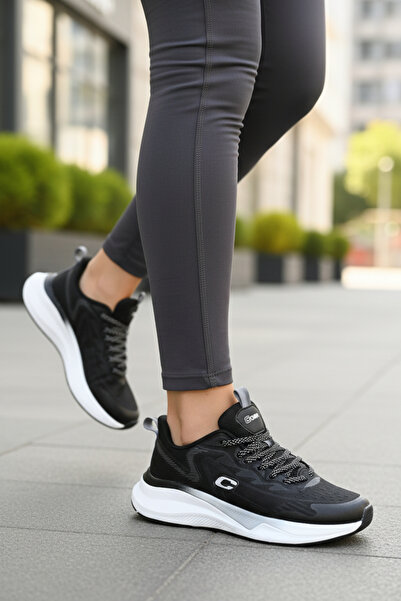 enoch Women's Black and White Sole Mesh Lightweight Running Shoes Sneakers