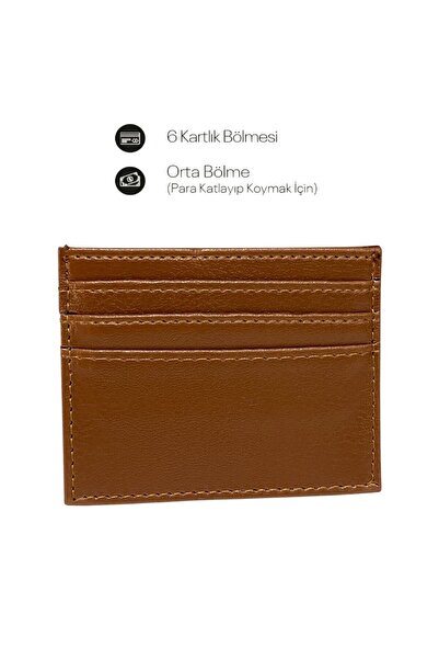 Gesa Thin Tan Horizontal Basic K Card Holder 6-Compartment Gift C Wallet Card...