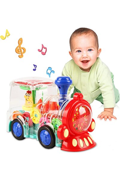 Yelajoy Light-up train toy,electrically powered sensory toy with colorful lig...