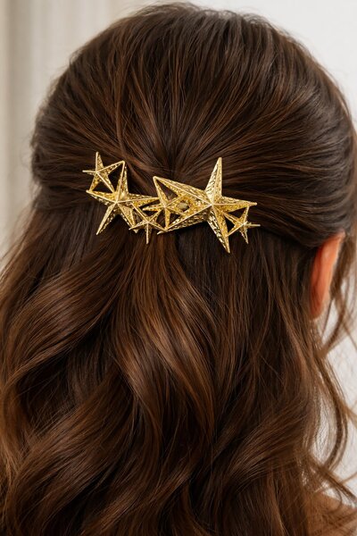 TAKIŞTIR Altın Renk Yıldız Figürlü Metal Otomat Toka