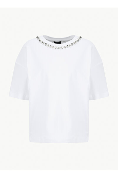 Fabrika Bisiklet Yaka Düz Beyaz Kadın T-Shirt F6SL-TST0133