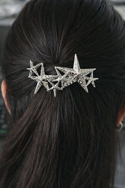 TAKIŞTIR مشبك معدني أوتوماتيكي على شكل نجمة باللون الفضي