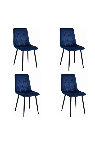 Artool Set 4 scaune bucatarie/living, Artool, Libra, catifea, metal, bleumari...