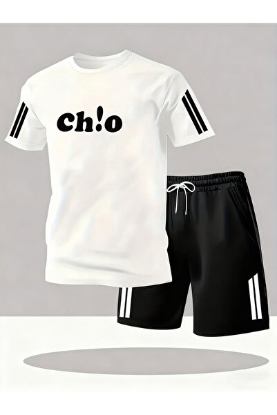 AEMİ Unisex Chio Printed Shorts Tshirt 2-Piece Top and Bottom Set