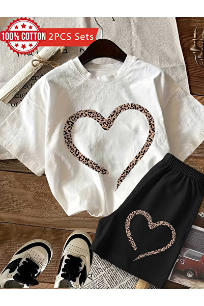 Rayan & Hoor Style Kalip Printed Shorts T-Shirt Set Streetwear Bottom Top Com...