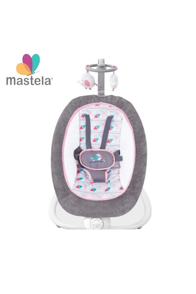Mastela Balansoar pliabil pentru bebeluși, roz – muzică, curea de siguranță, ...