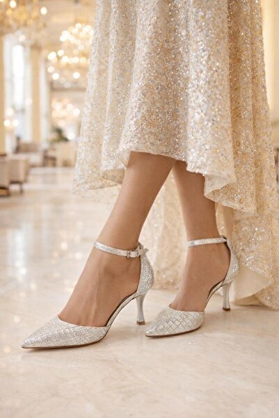 MODAONN Women's Evening Dress Pointed Toe Ankle Length Belt Pcs Heeled Shoes