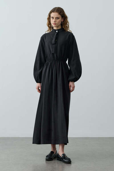 Fahhar Foulardı Maxi Elbise Siyah