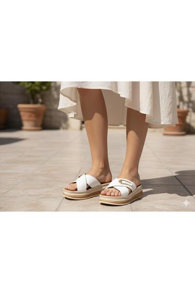 Ramer Gold Buckled Platform Women's Slipper