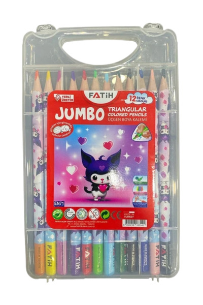 Fatih هيلو كيدز جامبو 12 لونًا، طلاء جاف، عبوة من حقيبة قطعة