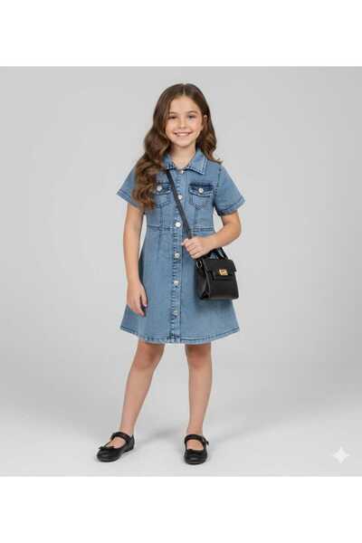 ÖRZİ Kids Rochie originală din denim cu nasturi, în stil sezonier