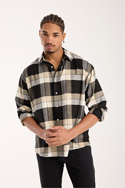 Abbate Bb Club Rio Twill Viscose Blend Oversized Fit Black Classic Collar Men...