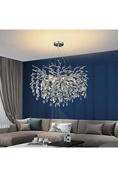 RFAN Chandelier, Model 33020/600, Crystal Texture, Metal, 8 X E14, Silver