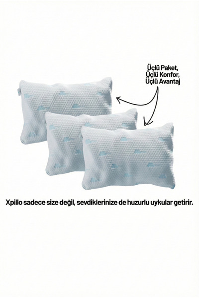 Xpillo ® 3 adet - Ayarlanabilir Hafızalı Yastık – Çift Yüzey - Serinletici Ku...