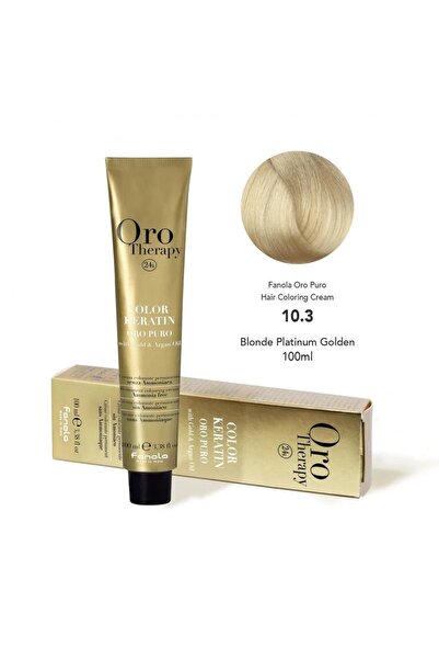 Fanola كريم تلوين الشعر أورو بورو، لون أشقر بلاتيني ذهبي 10.3، 100 مل