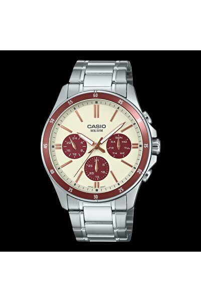 casiu Men's stainless steel watch with a stylish brown dial and multifunction...