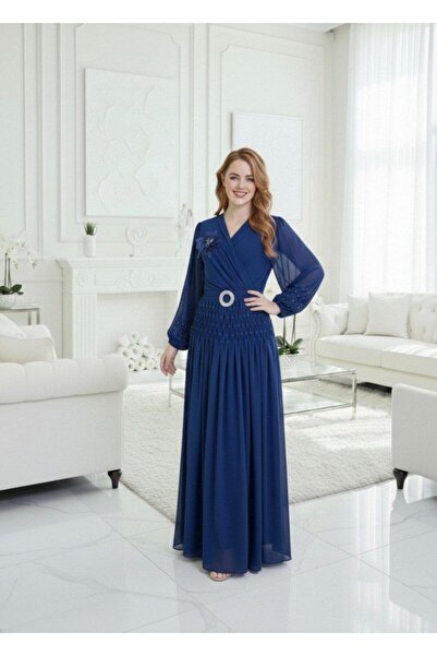 alqarat Serene Luxury Pleated Chiffon Gown