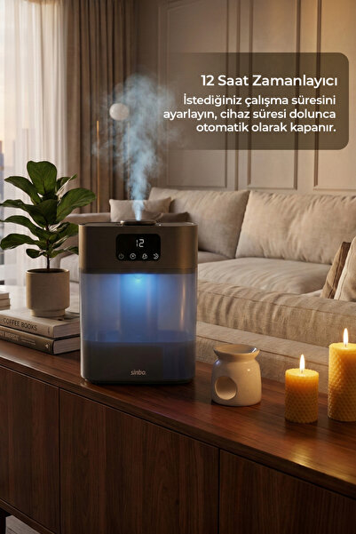 Sinbo SAH-6119 Ultrasonik Hava Nemlendirici - Koyu Gri | Sessiz Çalışma, Şık Koyu Gri Tasarım