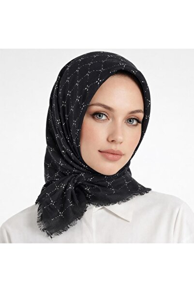 Sinem Emprime Koton Scarf - Black / White-6292 - 04