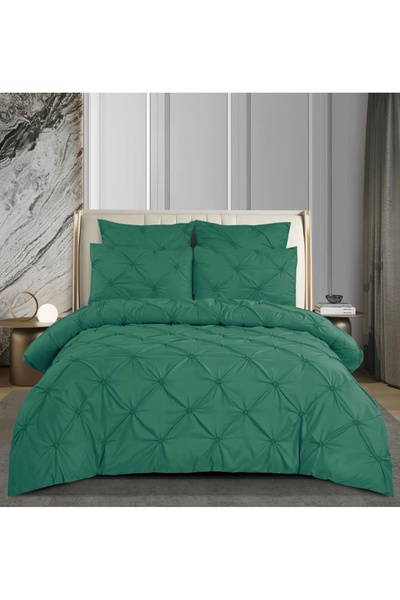 Truva Home Lenjerie de Pat 6 Piese cu Pliuri și Nasturi - Bumbac Finet Premiu...