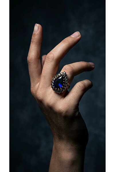 Dorvina Bronze Jewelry Navy Blue Crystal Drop Hürrem Model Adjustable Antique...